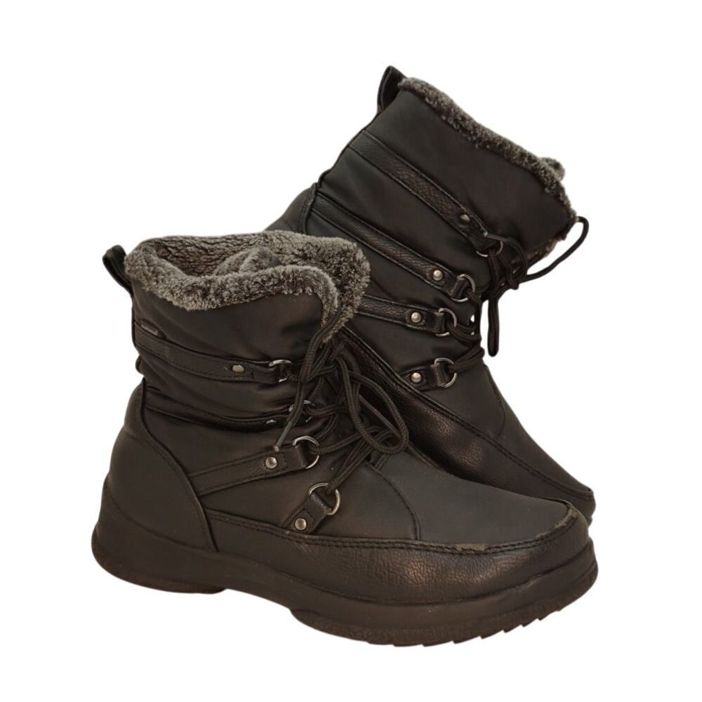 Weatherproof Womens Pre-owned Black, Faux Fur Lined Winter Boots - sz. 6 1/2M